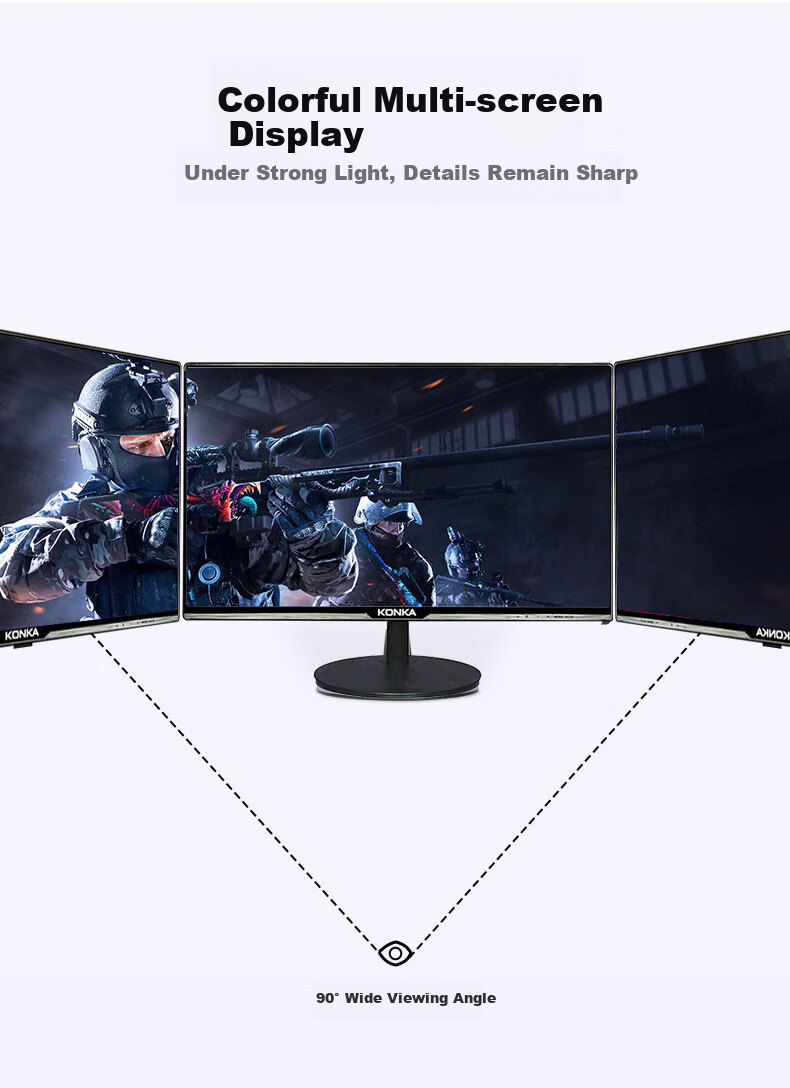 KONKA 21.5-Inch FHD 75Hz HDMI 8Bit Color Deep Eye-Friendly Low Blue Light Wall-Mountable Computer Office LCD Monitor KM2216HT 6