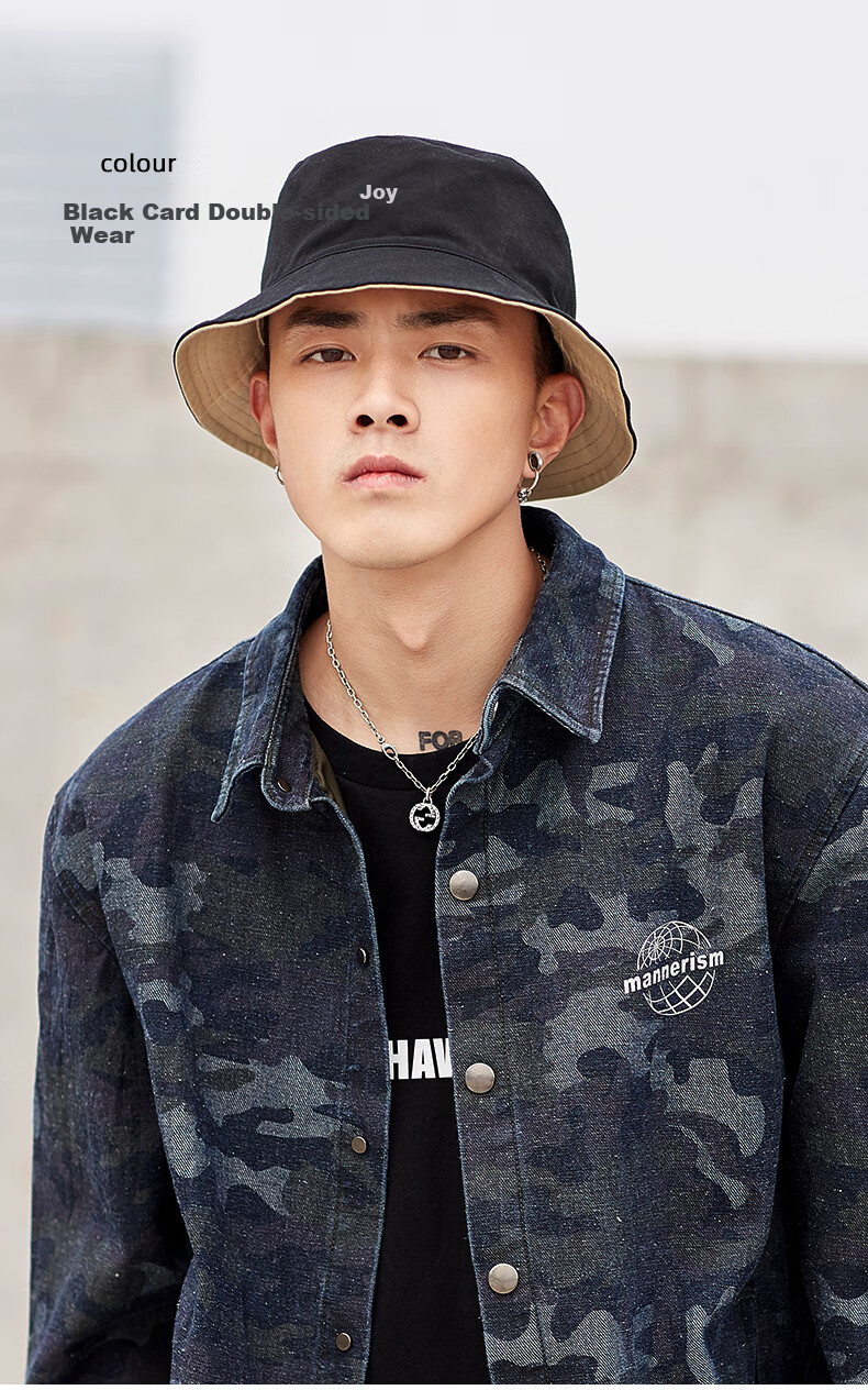Luomeng Sun Protection Hat for Spring And Summer, Men's Large Head Circumference Hat, Double-Sided Fisherman Hat for Women, Korean Style Versatile Japanese-Style Sun Hat 11
