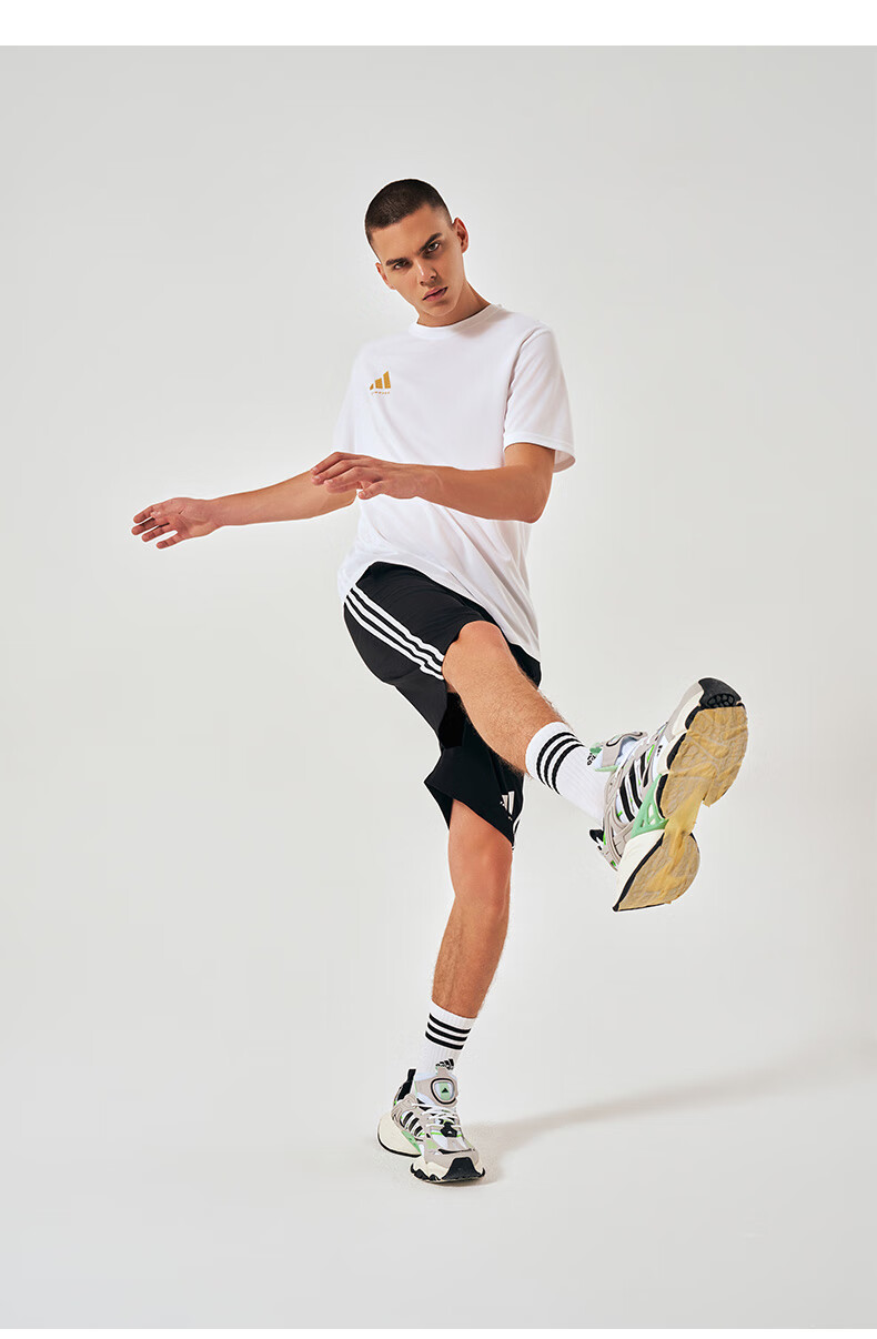 Adidas Summer Sports Moisture-Wicking Running Quick-Dry Short Sleeve And Shorts Set, Black/gold, Size L 8
