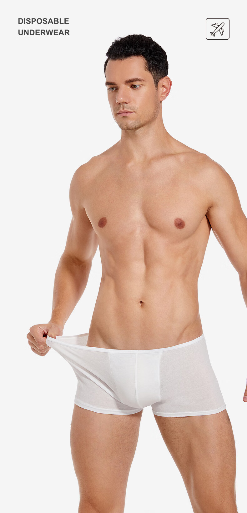JiaTu Pure Cotton Disposable Men's Boxer Briefs Wash-Free Travel Portable Underwear White Size L 10