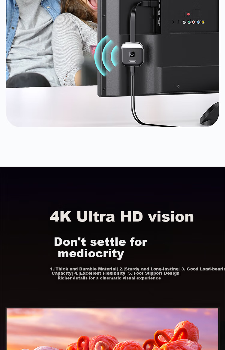 UNITEK Wireless Screen Mirroring Device for Smartphones, HD HDMI Audio And Video Synchronizer, Compatible with Apple, Android, Huawei Phones, for Casting to Old TVs And Projectors, Wireless Video Transmitter V162A 6
