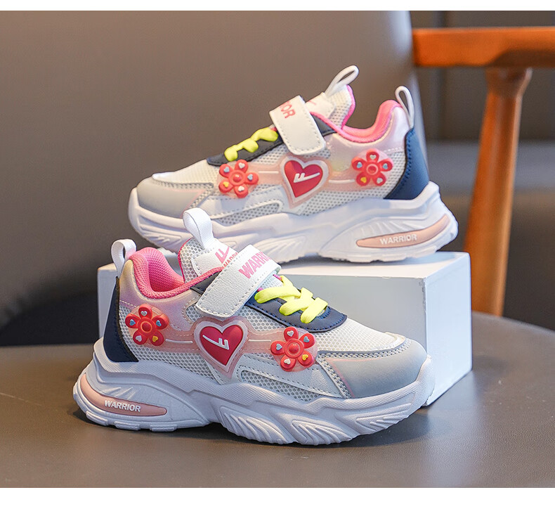 Warrior Girls' Shoes, Spring And Autumn Style, Fashionable Soft-Soled Dad Shoes for Little Girls, Sneakers WZ(CL)-1061, Purple, Size 34 11