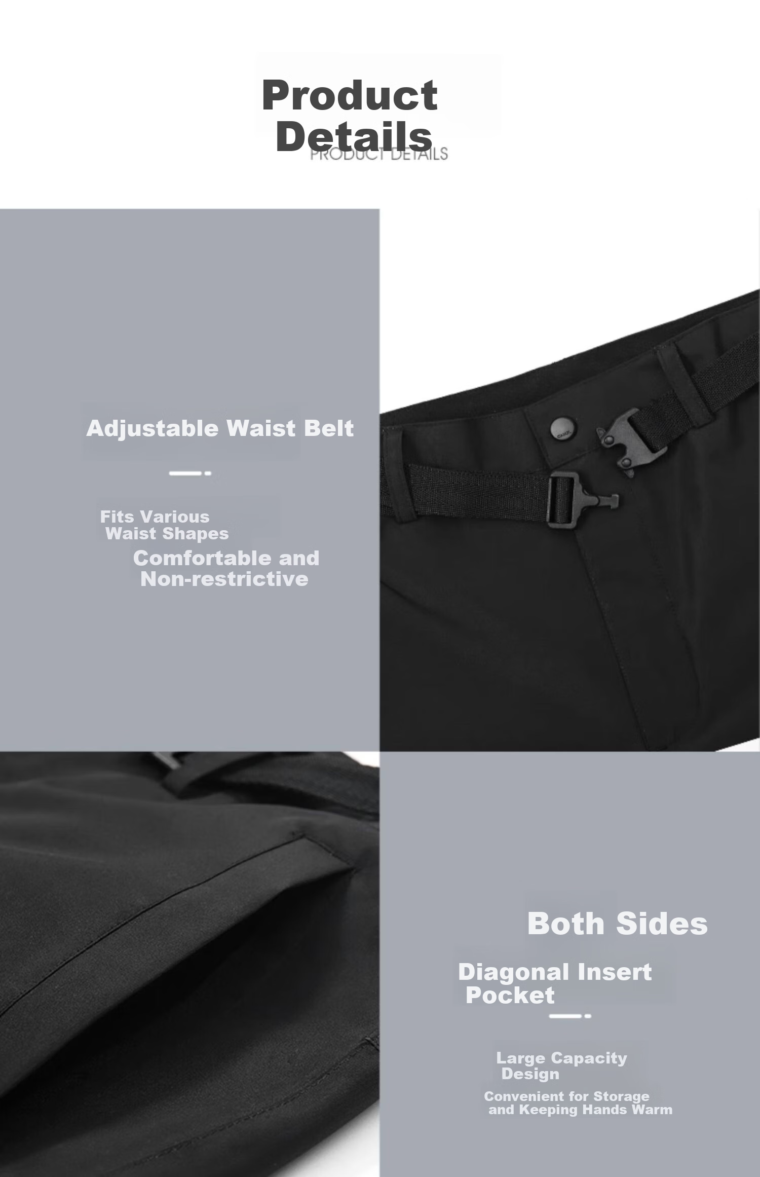CAMEL Outdoor Waterproof Windproof Warm Hiking Pants for Men, Model A1W246119, Black, Size XL 19