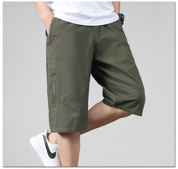 RED DRAGONFLY Men's Summer Pure Cotton Workwear Comfortable and Breathable Seven-Point Sports Shorts Black 4XL 4