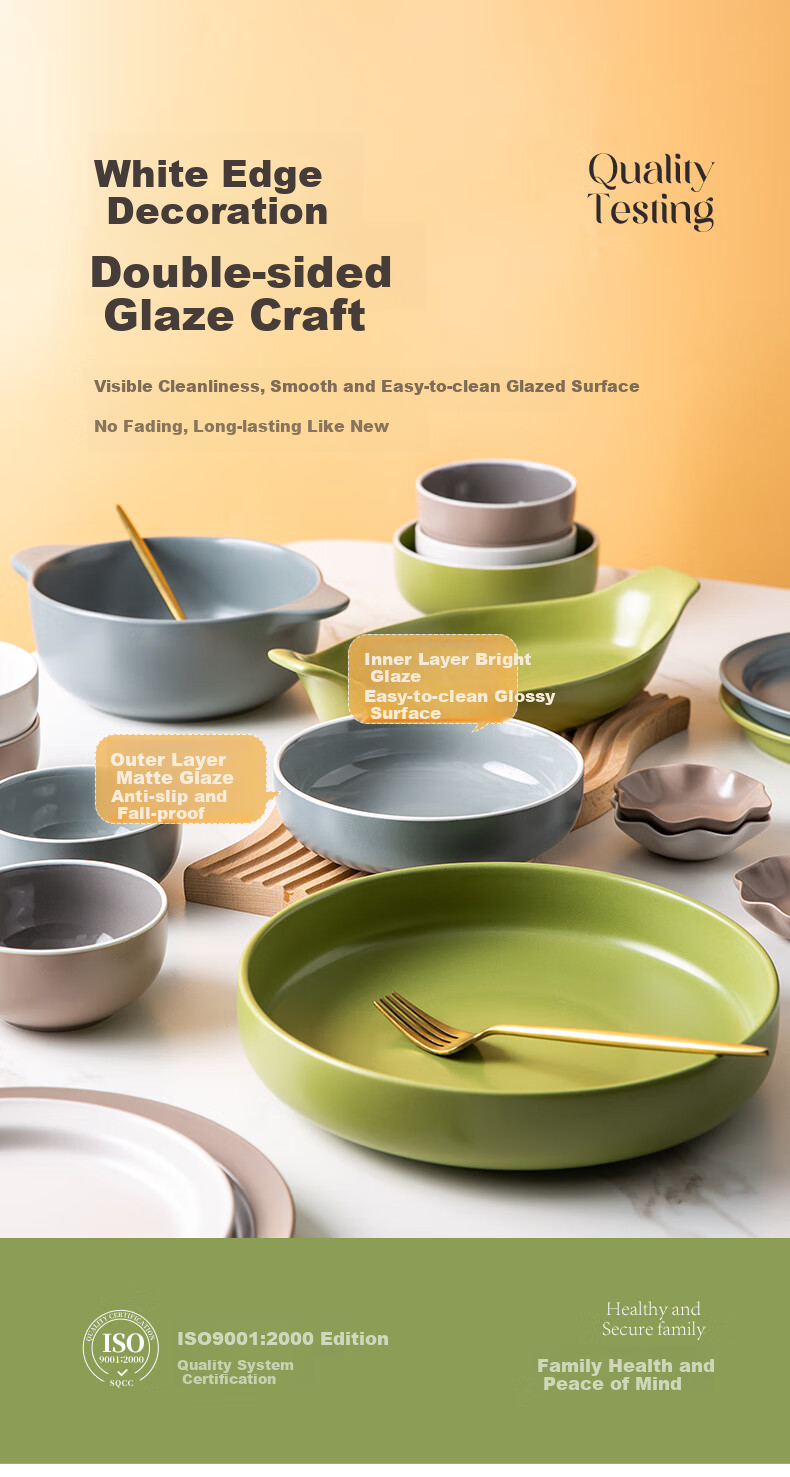 IJARL Ceramic Bowl Tableware Set, Nordic Style Plates, Spoons, Bowls, Chopsticks, Housewarming Gift Box Set, Manhattan 46-Piece Set 10