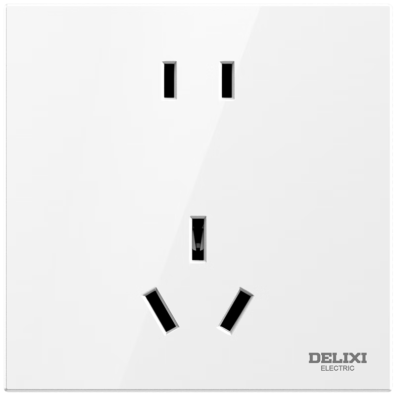DELIXI Switch Socket Panel, 86-Type Wall Socket CD100, Five-Hole 16A High-Power Air Conditioner Socket, White