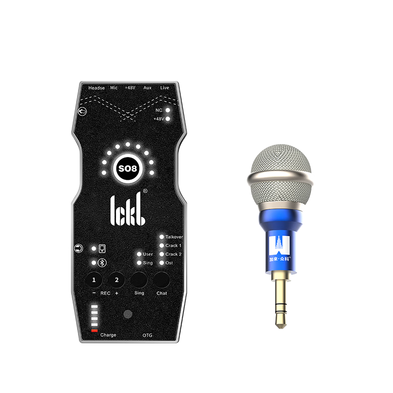 Ickb So8 Sixth Generation Sound Card with TM-3 Mini Microphone Set, Mobile Phone Live Streaming Computer Douyin Kuaishou Universal Host Singing Quanmin K Song Recording Equipment Complete Set Microphone