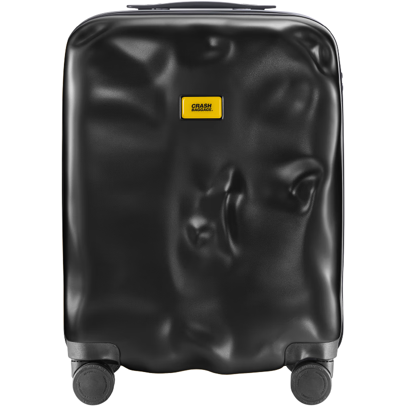 CRASH BAGGAGE Italian Embossed Suitcase Travel Case Carry-On Luggage Trolley Case for Men And Women, Black, 20 Inches