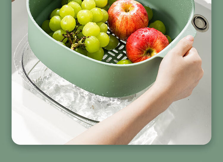 Suncha Double-Layer Colander Set, Kitchen Plastic Fruit Drainer, Vegetable Washing Basket, 6-Piece Set for Home Use 11