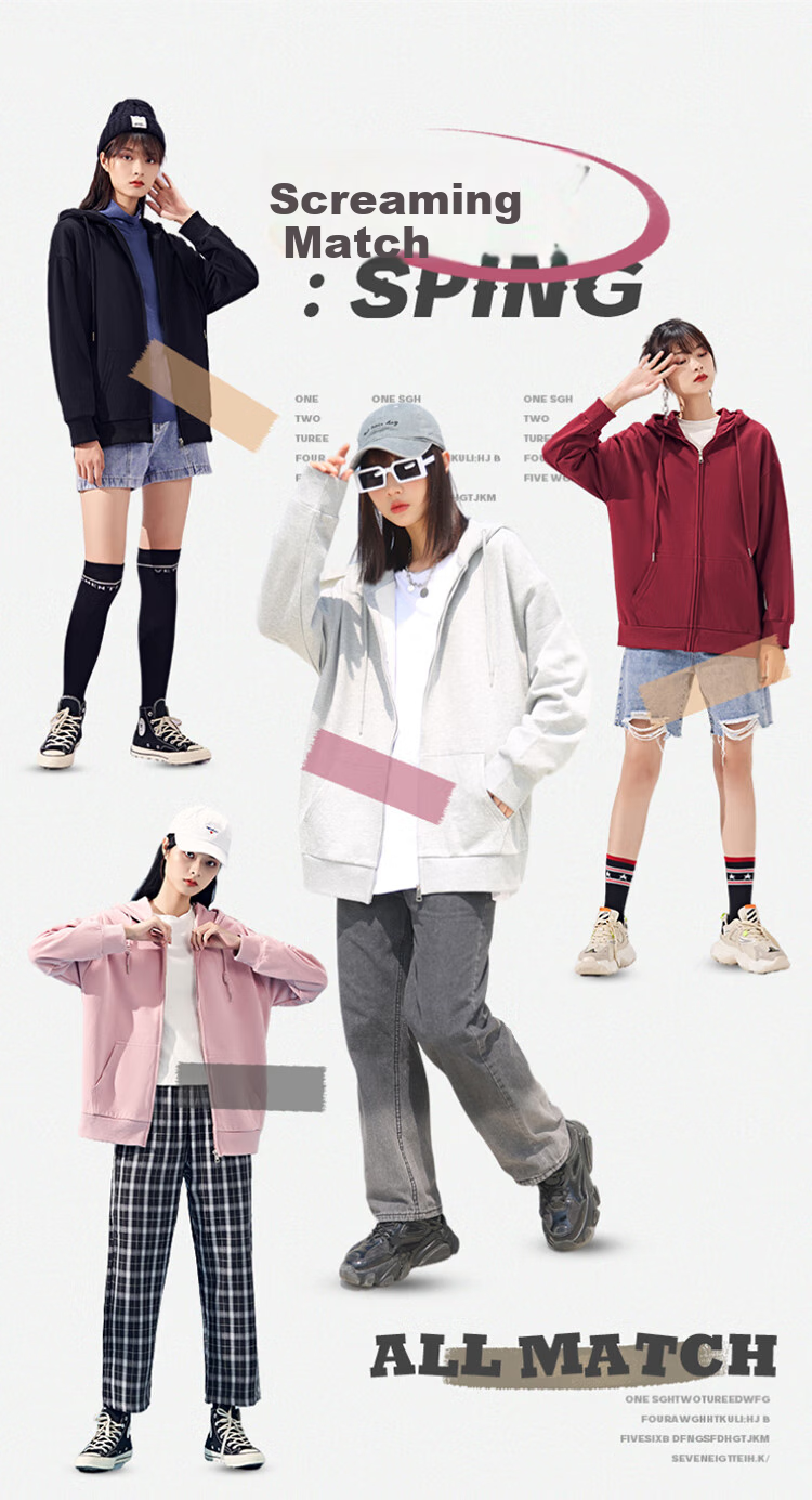Jeanswest Hooded Sweatshirt for Women, Spring And Summer Zip-Up Cardigan, Loose-Fitting Simple Korean Style Casual Sports Jacket, Milk White, Size M 3