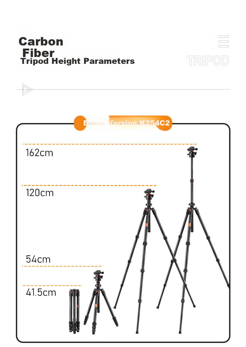 Zhuoer Carbon Fiber Tripod for DSLR Cameras, Portable Travel Professional Photography Panoramic Ball Head Tripod, Ultra-Light Live Streaming Vlog Video Monopod 1