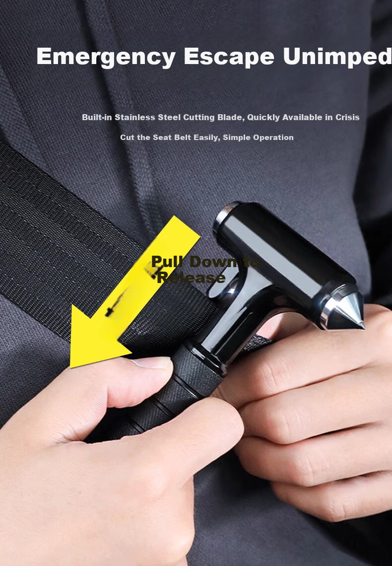 Boergai Car Safety Hammer, Window Breaker Tool, In-Car Escape Rescue Hammer, High-Intensity Flashlight, Multi-Functional Vehicle Window Breaker Safety Hammer 3