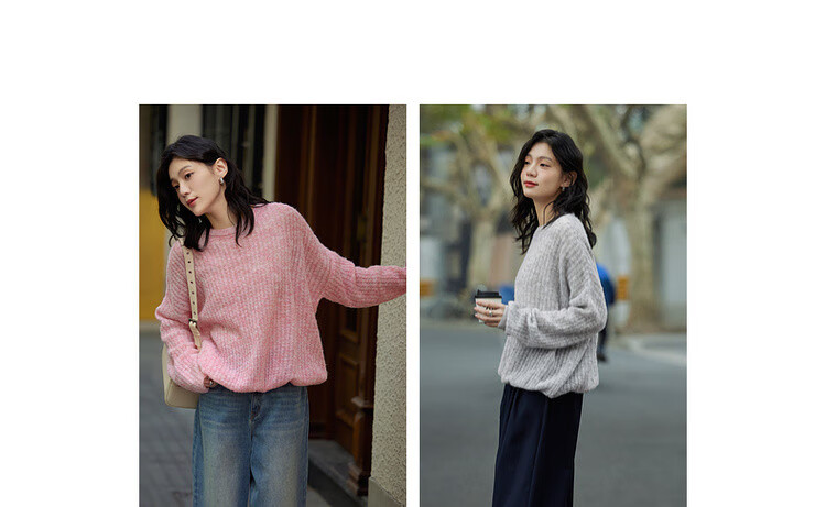 Dme [Containing Wool] Spring Lightweight Striped Hollow-Out Round Neck Sweater, High-Elastic Comfortable Knit Top for Wome 3