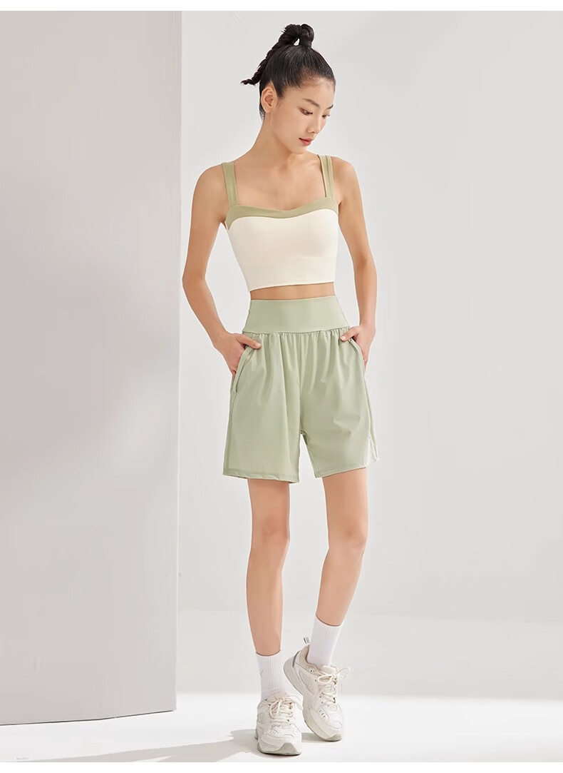 NEVER ME Women's Sports Pants, Casual Shorts, High-Waisted Tummy Control, Loose-Fitting, Breathable, Quick-Drying, Running, Fitness, Boxing Pants, Summer 25