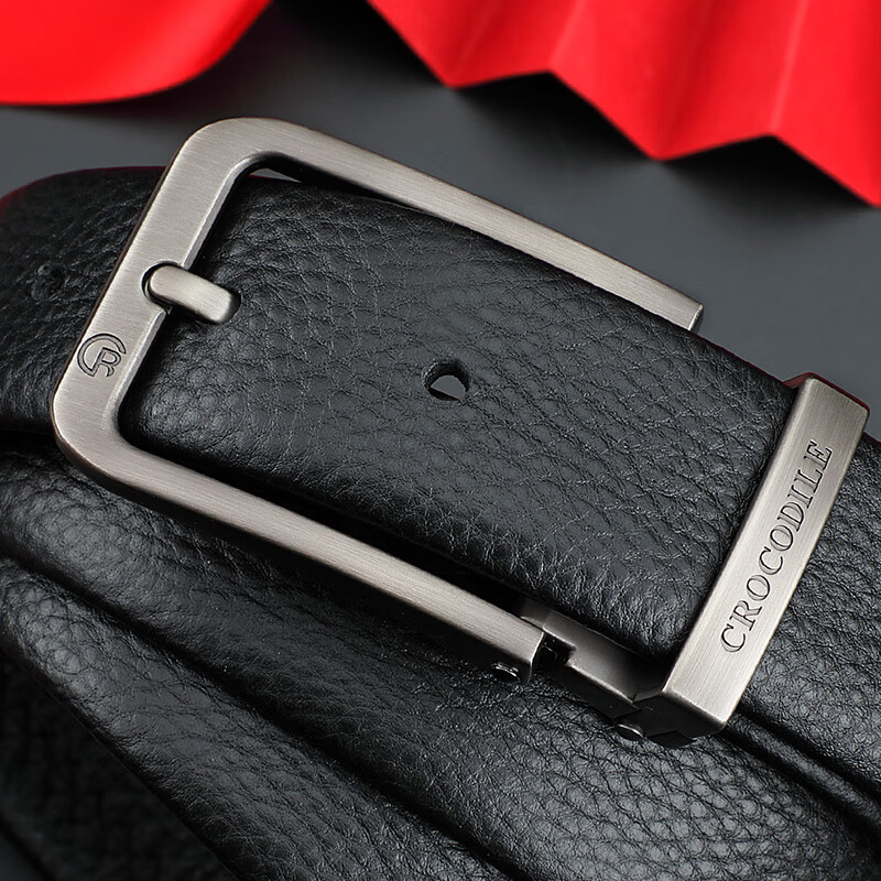 CROCODILE Top-Grain Leather Youth Belt with Pin Buckle, Fashionable Men's Waistband, Birthday Gift for Men T3879
