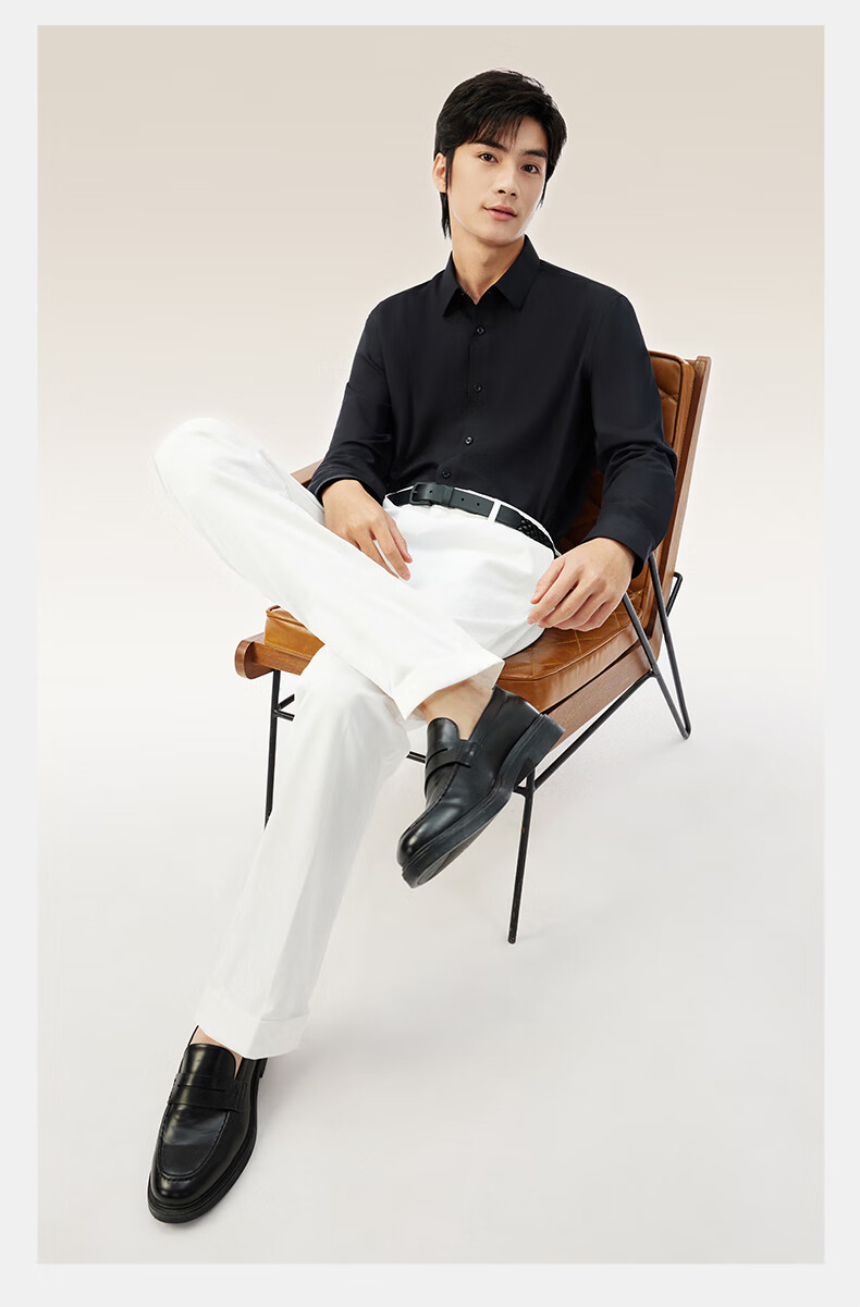 Hodo [Light Cloud Shirt] Modal Silk Blouse, Men's Long-Sleeve Casual Shirt, Wrinkle-Free Dress Shirt 31