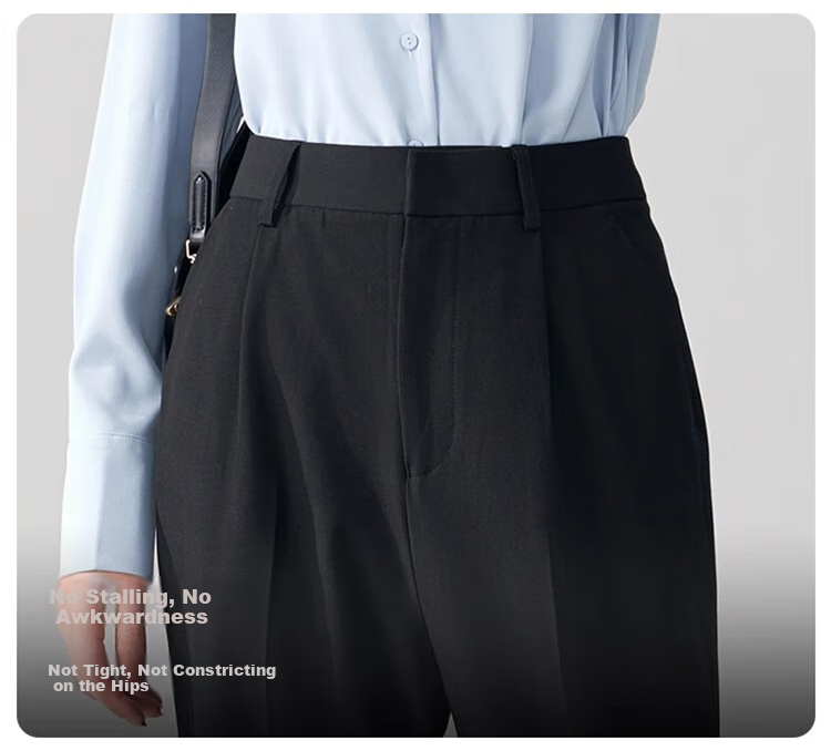 Bodexiaojie Women's Formal Suit Pants, Straight-Leg Trousers for Petite Figures, Professional Interview Attire, Black Dress Pants, Size S 3