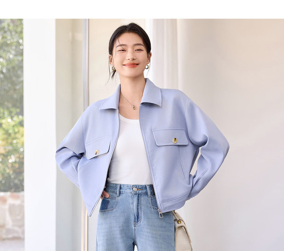 Chushen Spring Autumn Women's Classic Vintage High Waist Straight Loose Slim Casual Denim Jeans S51N057 11