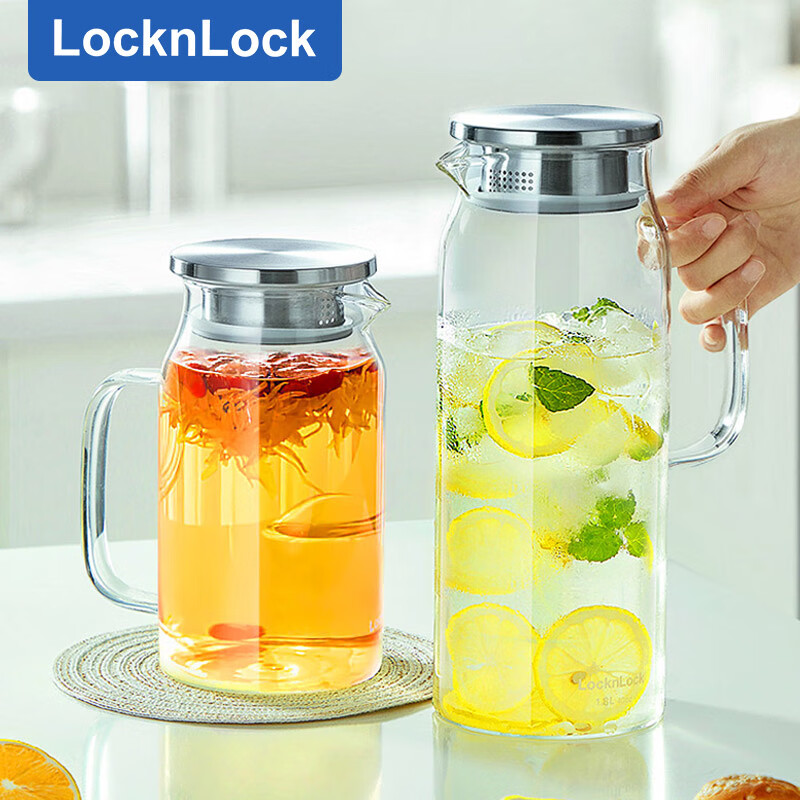 Графин для холодной воды Lock&Lock LLG969, стеклянный, с ручкой и ситечком для чая, термостойкий, 1л