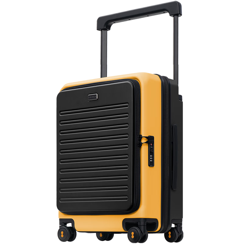 LEVEL8 Luggage for Men And Women with TSA Password Lock, Expandable Large Capacity Wide Handle Explorer Suitcase 20-Inch Yellow
