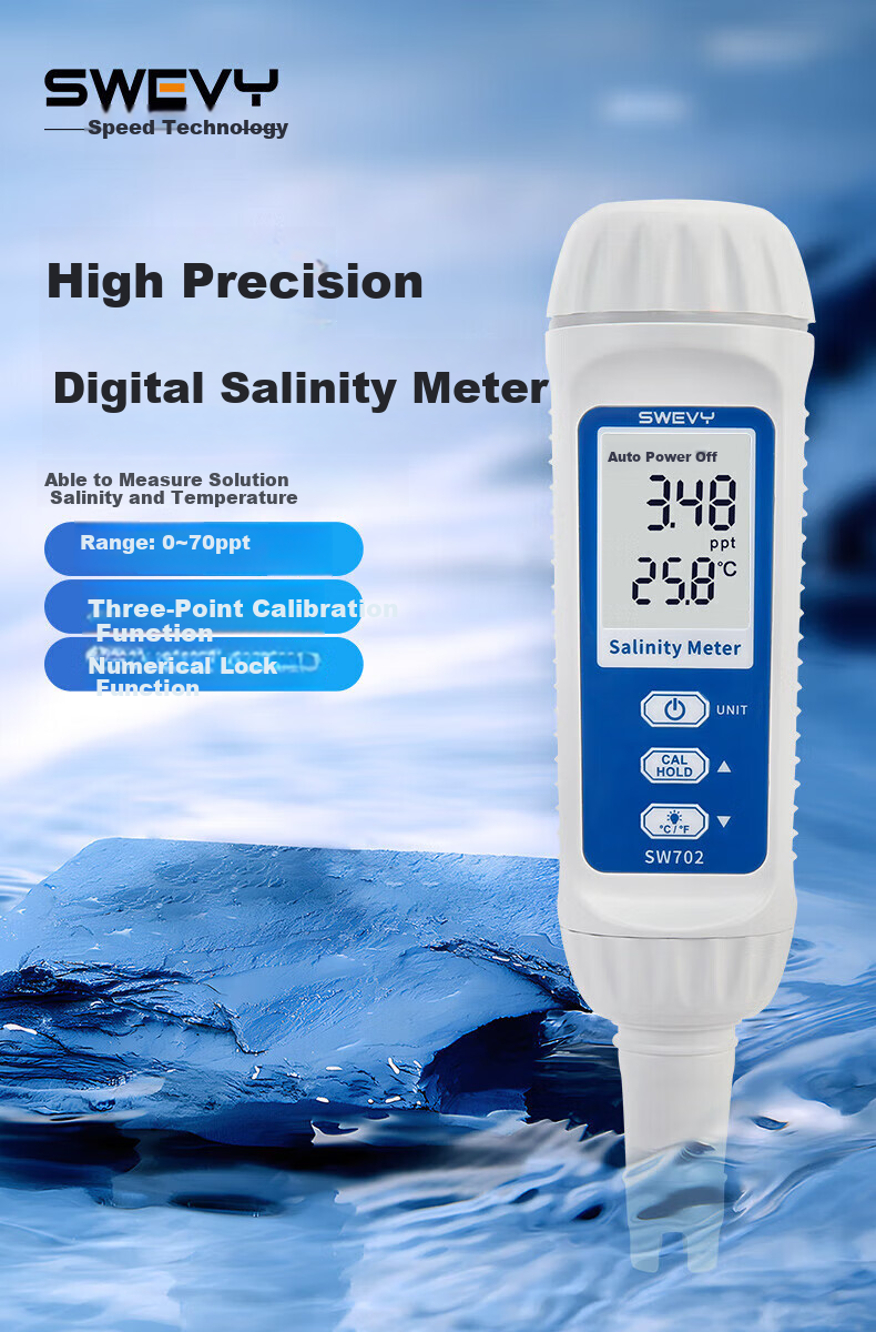 Suwei Salinity Meter, Electronic Seawater Salinity Meter, High-Precision Seawater Aquarium Aquaculture Salinity Detector SW-702 1
