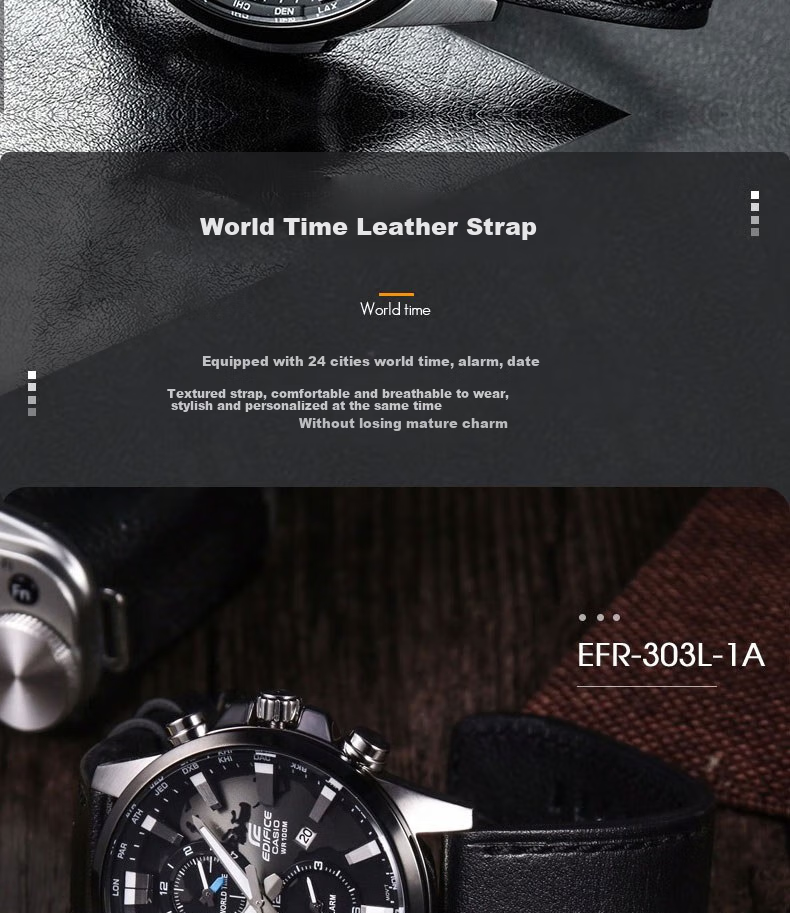 CASIO Men's Watch, EDIFICE Earth Heart Quartz Exam Japanese And Korean Style Gift Box Edition for Boyfriend, EFR-303L 4