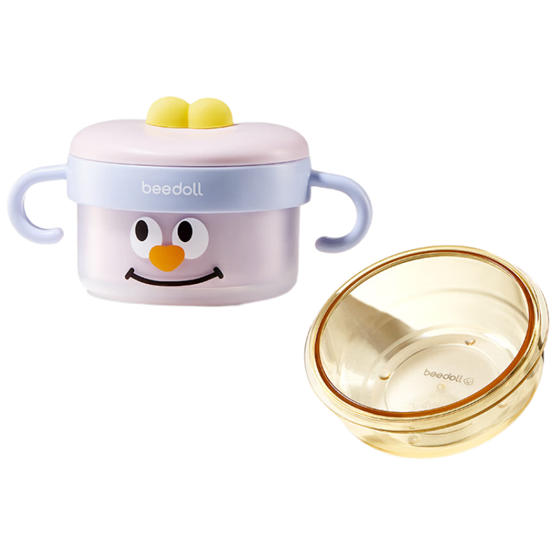 Beedoll Baby Food Bowl, Infant-Specific Water-Filled Insulated Bowl, Constant Temperature Student Tableware, Grinding Suction Cup Bowl, PPSU Lilac Pink