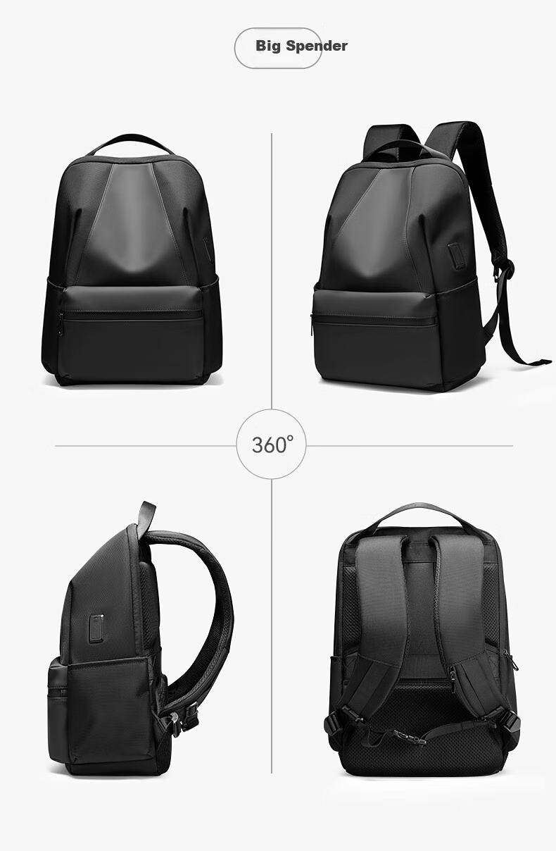 MARK RYDEN Trendy Backpack for Men And Women, Student Schoolbag, Casual Travel Bag, 14-Inch Laptop Bag MR9809 Elegant Black 12