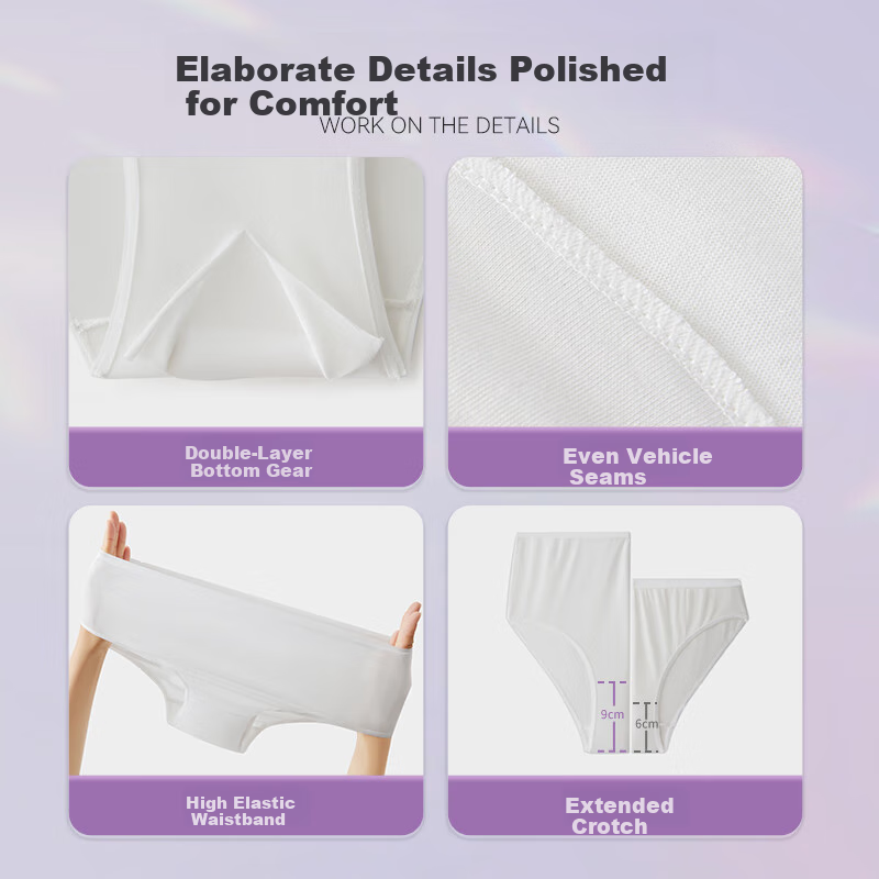 Freego High Waist Disposable Cotton Sterilized Postpartum Shorts for C-section Maternity Women's Non-washable Daily Throwaway White M