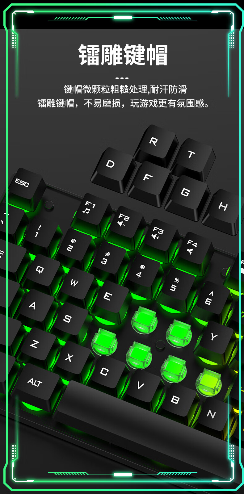GESOBYTE G108X Mechanical Feel Keyboard And Mouse Combo Wired Keyboard And Mouse Set Gaming Office Home Computer Keyboard PUBG Set Metal Panel Black 6