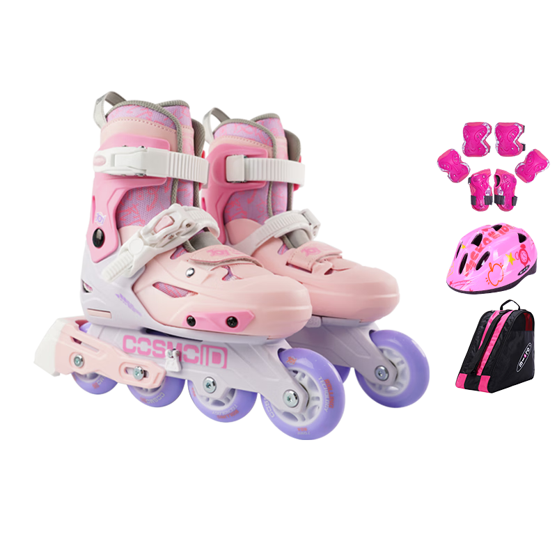 Micro Migu Lianming COSMOID Roller Skates for Children, Boys And Girls, Straight-Line Inline Skating, Hard Shell, Beginner Level, JOY Pink Package, Size L