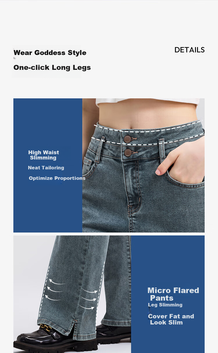 Semir Little Black Cow | Women's High-Waisted Split Jeans, Spring Soft Denim Flared Pants 109125124007 2