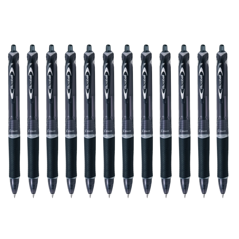 PILOT Retractable Ballpoint Pen, Acroball Smooth Writing Gel Ink Pen, Student Office Exam Pen BPAB-15F 0.7mm Black 12-Pack