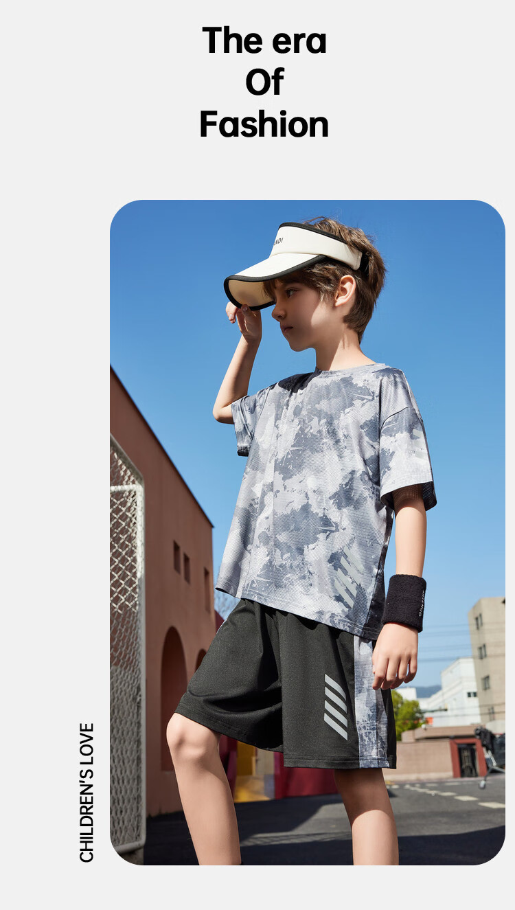 ASK JUNIOR Children's Clothing Set, Boys' Summer Thin Breathable Short-Sleeve T-Shirt And Shorts, Sports Running Two-Piece Set, Tennis Outfit 45