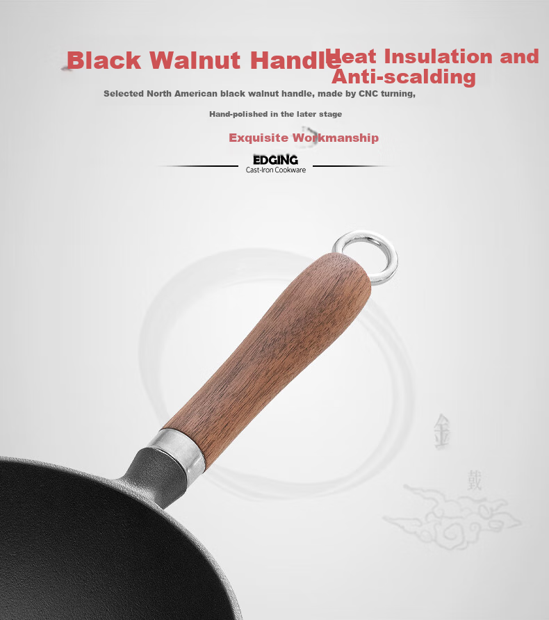 Dianjiang Small Wok Cast Iron Pan Baby Food Pot Thick Non-Coated Raw Iron Stir-Fry Pan Flat Bottom Cast Iron Pan 24cm 5