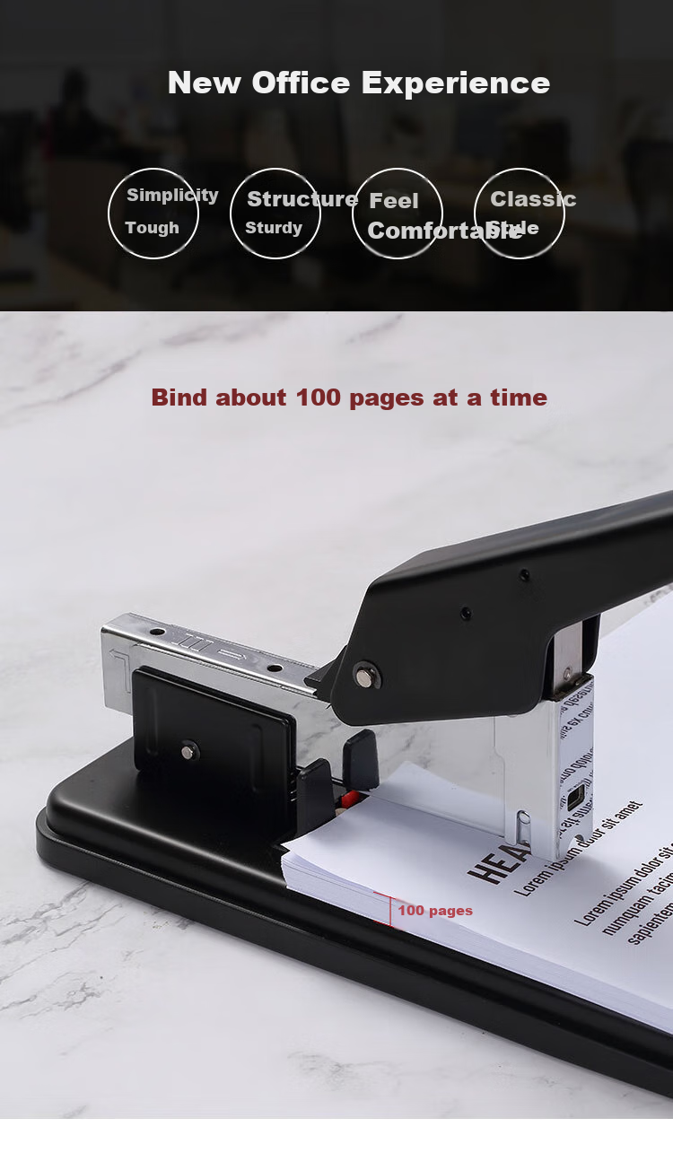 COMIX 100-Page Simple Heavy-Duty Stapler, Large Thick Heavy-Duty Stapler, Adjustable Standard Size, Compatible with 23/6-23/13 Staples, B3115 Black 2
