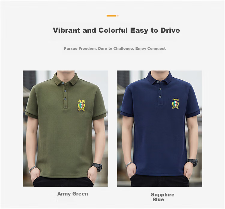JEEP Short-Sleeve T-Shirt for Men, Summer Polo Undershirt, Casual Loose Cool-Feeling Clothing for Men, Army Green, Size L 2