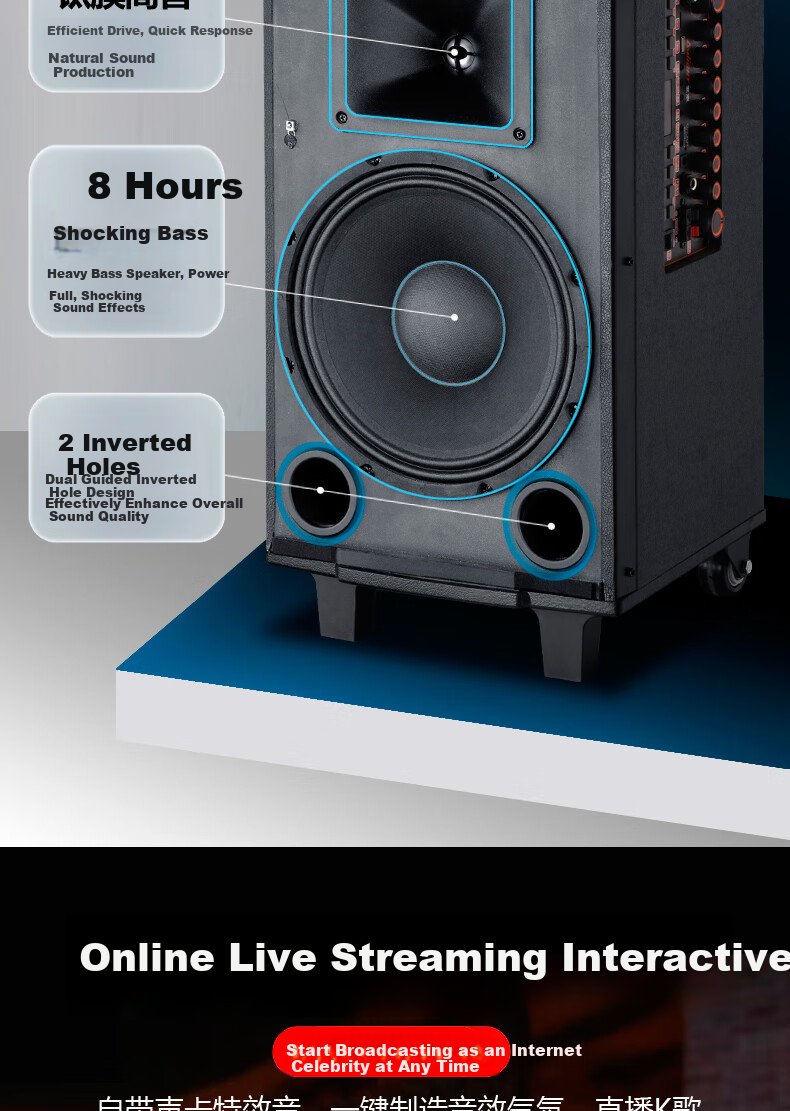 Ailang K52 Square Dance Speaker, Heavy Bass, Home And Outdoor Karaoke, Electric Guitar Folk Acoustic Instrument Speaker, Performance Bluetooth Trolley Speaker with Microphone, 12-Inch 3