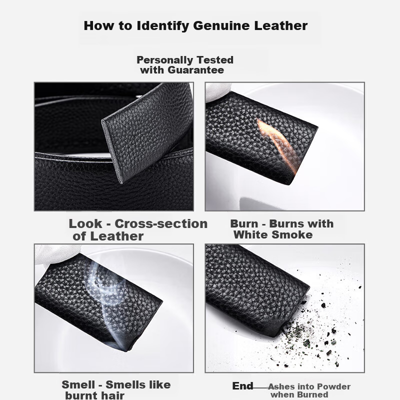 GUSKI Brand Men's Leather Belt with Automatic Buckle, Top-Grain Cowhide Single Belt without Buckle, Waist Belt, Birthday Gift