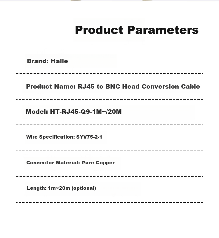 HAILE E1 Two Gigabit Debug Cable, RJ45 to BNC Converter Cable, 1 Meter, HT-RJ45 Default RJ48 Cable Sequence 7