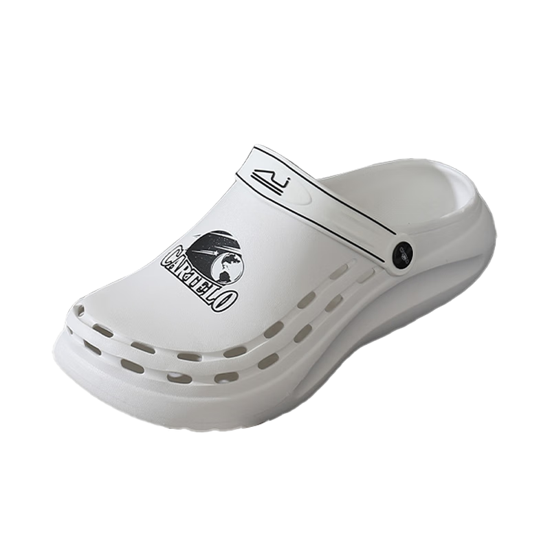 CARTELO Men's Perforated Shoes, Summer Sandals, Casual Dual-Use Slippers, Outdoor Beach Shoes, Sandals, 1568 White, Size 44-45