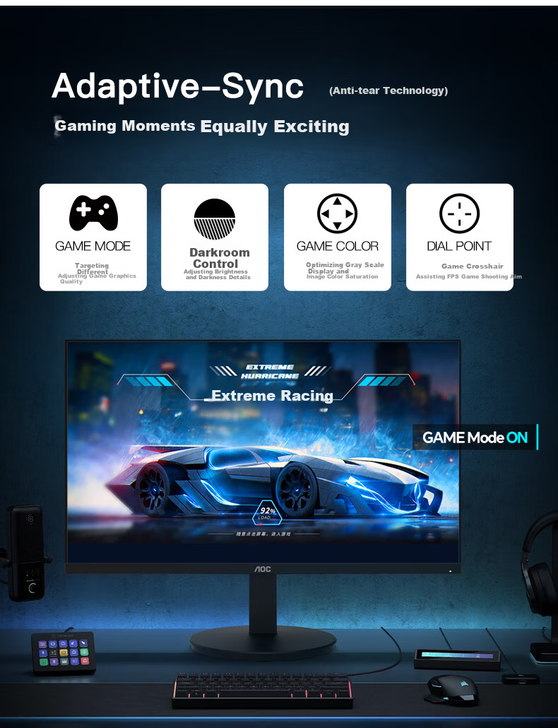 AOC Monitor, 27-Inch IPS Computer Display Screen, Height Adjustable And Rotatable, Office Study Eye Protection Low Blue Light, Desktop Expansion Laptop External Display Screen 27P10Q 6