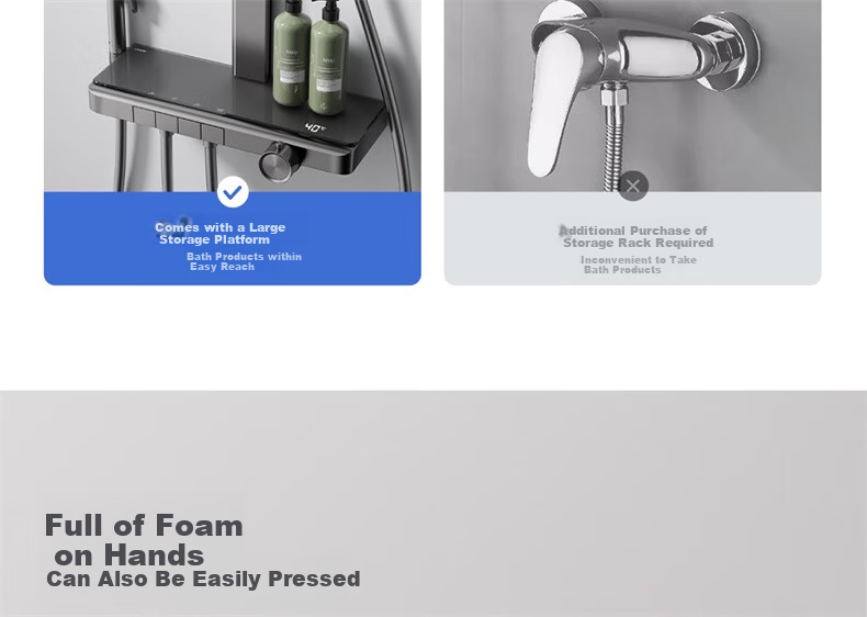 ARROW Shower Head with Large Storage Square Tube, White Bathroom Full Copper Piano Key Shower Head AE34191MZMKW2 28