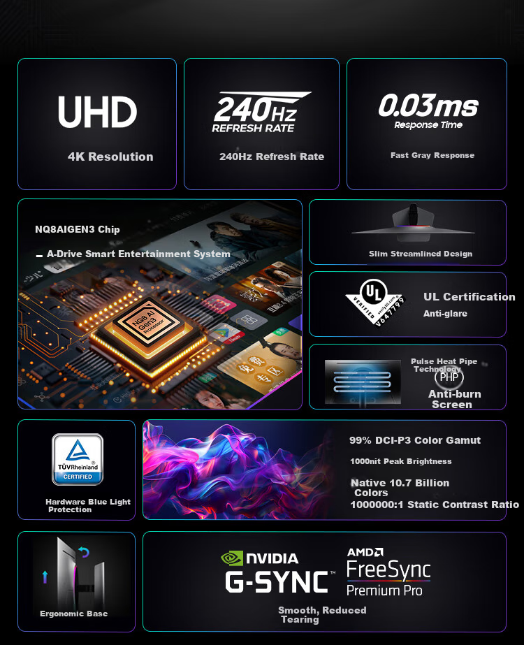 SAMSUNG 27-inch G61SH QD-OLED 2K 240Hz Anti-Glare Ultra-Thin Streamlined Design Gaming Monitor LS27HG612SCXXF 3