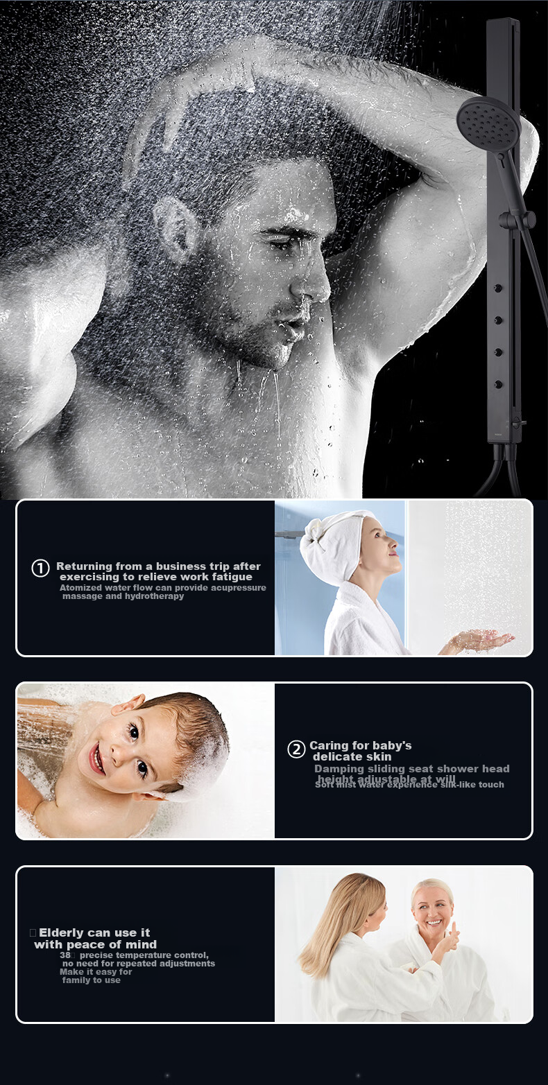 MOEN Shower Head, Smart Constant Temperature Shower, Piano Key Large Top Spray, Micro-Bubble, Milk White, Complete Set, 51432 3