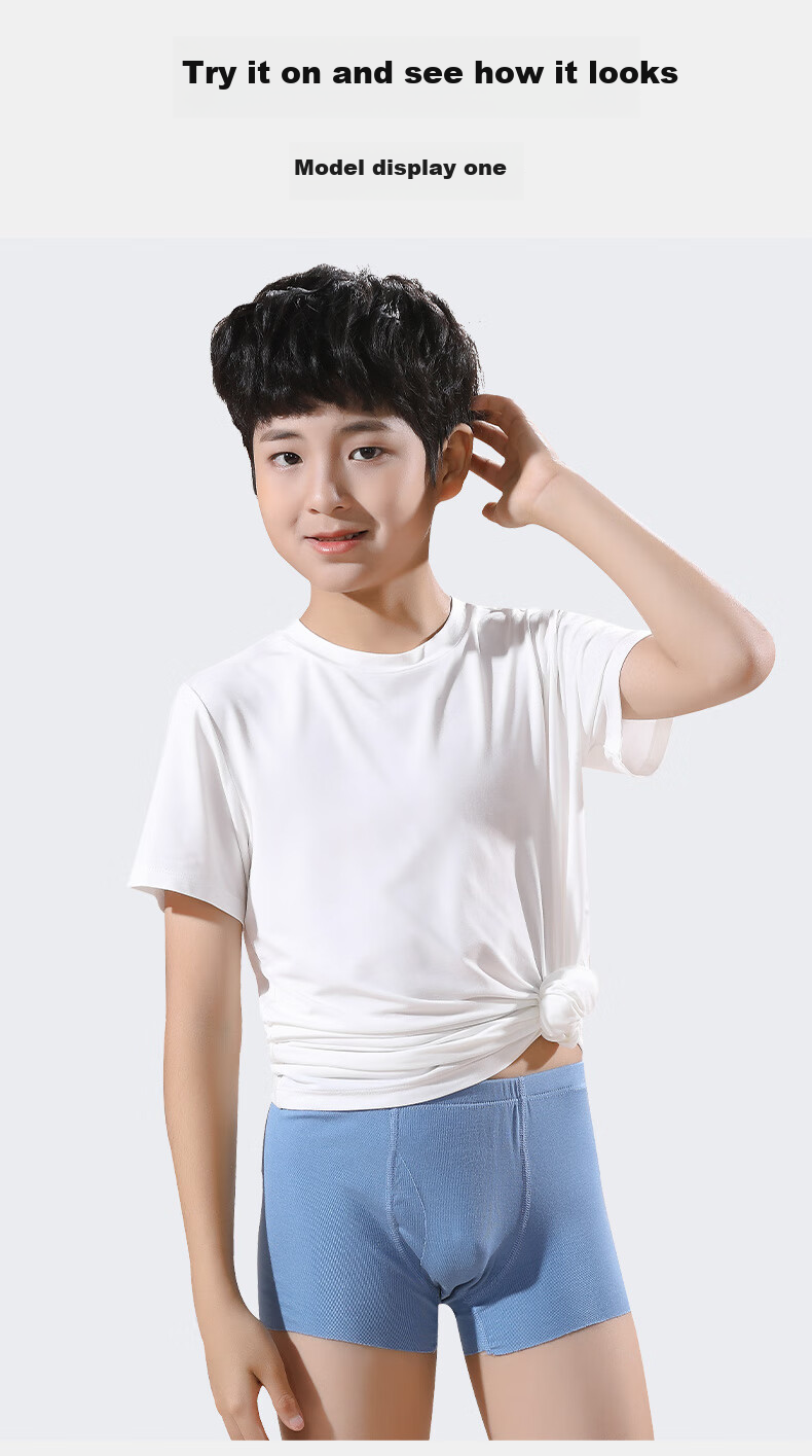 Hzasz Modal Children's Boxer Briefs for Boys, Ages 6-12, Antibacterial Shorts for Young And Older Kids 7