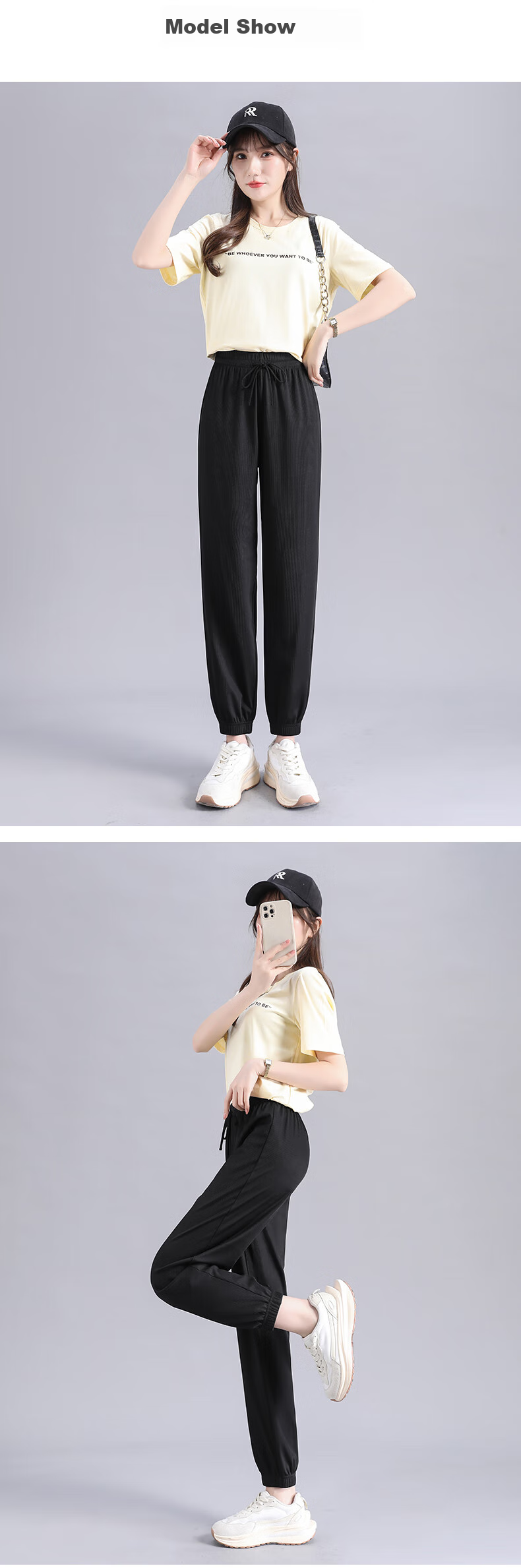 MJ STYLE Ice-Cool Tapered Pants for Women, Summer 2026 Thin Style, Petite Slimming Effect, Silky Draping Breathable Sports Casual Pants for Wome 6