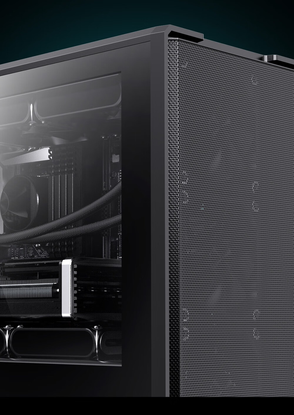 PADO W6 Black MESH Mesh Cooling Case (Supports MATX Motherboard, Glass Side Panel, Steel Mesh Front Panel, Independent PSU Compartment, Dust Filter, Supports 4080 Graphics Card) Black 2
