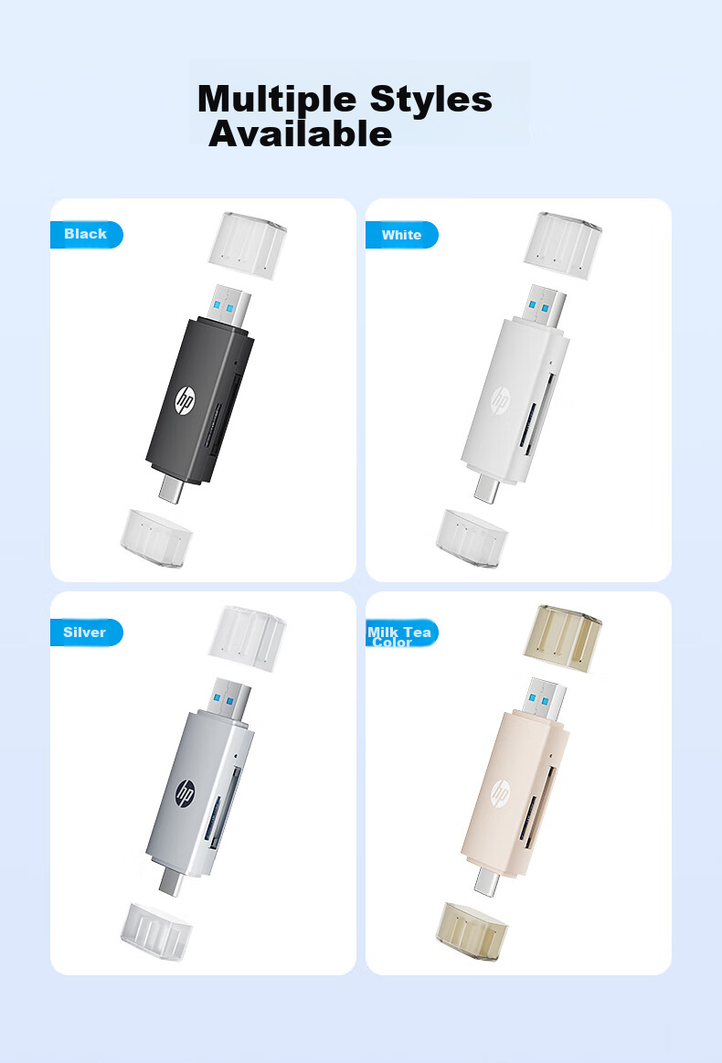 HP Memory Card Reader with Type-C/USB Dual Ports, Supports SD/TF Card Transfer, Compatible with Phones, Computers, Tablets, IPad, Dash Cams And Surveillance Devices 8
