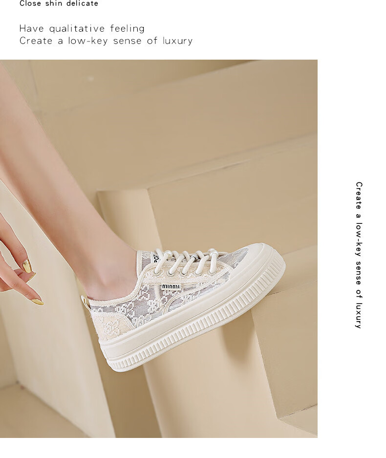 CARTELO Women's Summer Lace Mesh Fisherman Shoes Breathable White Sneakers Mesh Shoes for Women 1585 Off-White Size 38 24